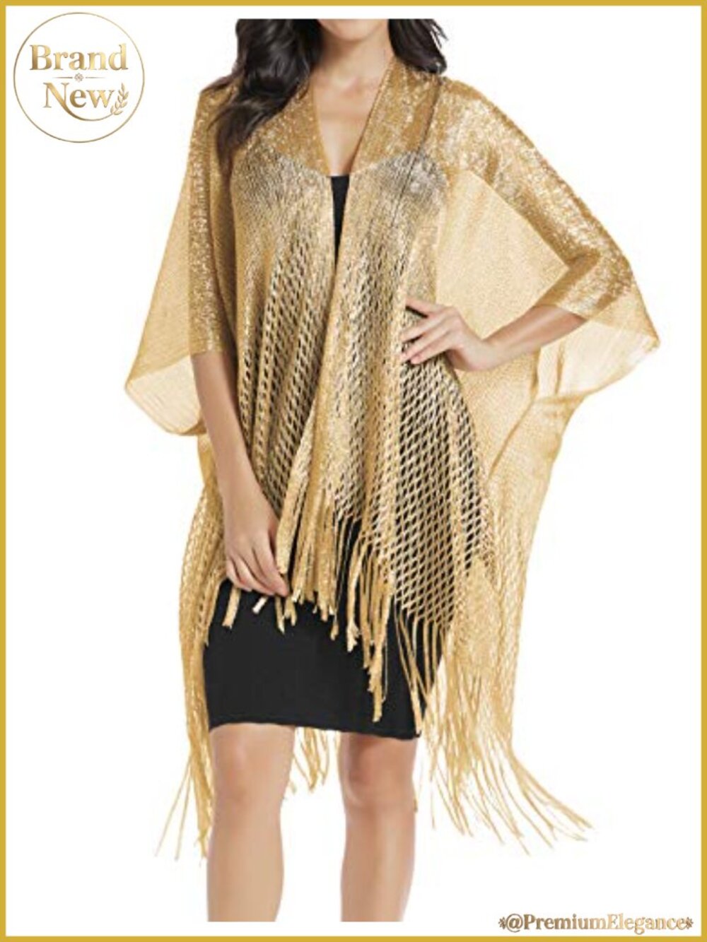 Sparkly Sequin Shawl Wrap Evening Formal Wedding Fringe